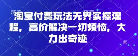 淘宝付费玩法无界实操课程，高价解决一切烦恼，大力出奇迹-择笔创业网