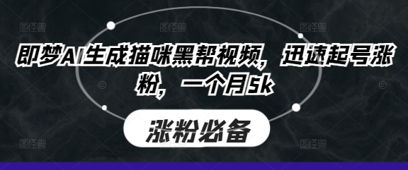 即梦AI生成猫咪黑帮视频，迅速起号涨粉，一个月5k-择笔创业网