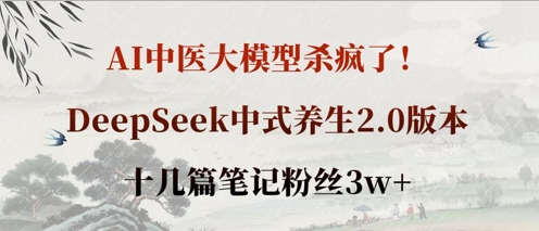 AI中医大模型杀疯了！DeepSeek中式养生2.0版本，十几篇笔记粉丝3w+-择笔创业网