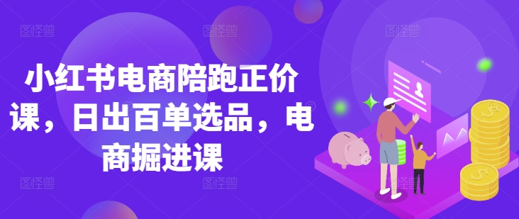 小红书电商陪跑正价课，小红书官方认证电商讲师教学，日出百单选品，电商掘进课-择笔创业网