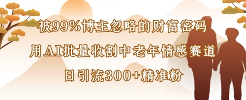 被99%博主忽略的财富密码：用AI批量收割中老年情感赛道，日引流300+精准粉-择笔创业网