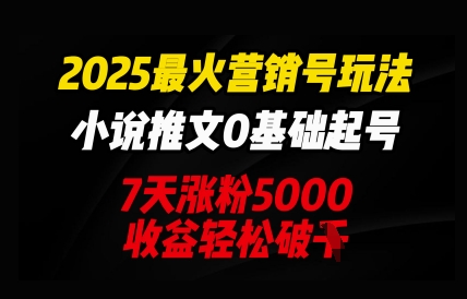 2025最火营销号玩法：小说推文0基础起号，7天涨粉5000，收益轻松破k-择笔创业网