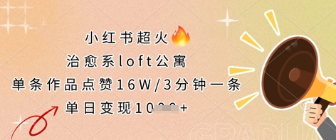 小红书超火的治愈系loft公寓，单条作品点赞16W，3分钟一条，单日变现数张-择笔创业网
