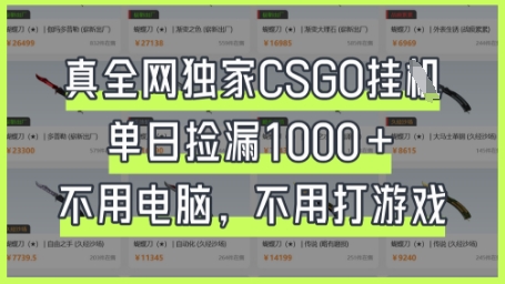 真全网独家CSGO挂G，单日捡漏1k+【揭秘】-择笔创业网