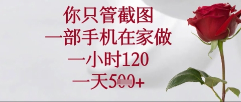 你只管截图，一部手机在家操作，一小时120.一天5张【揭秘】-择笔创业网