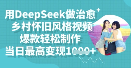 用DeepSeek做治愈乡村怀旧风格视频，爆款轻松制作，当日最高变现多张-择笔创业网